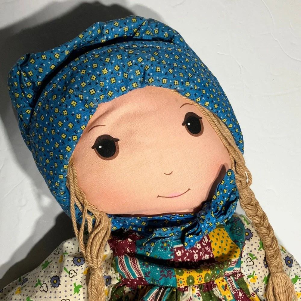 Handmade Patchwork Rag Doll in Blue Outfit